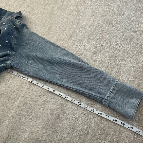 PTCL Pearl Blue Cropped Long Sleeve Shirt Top Shacket L - Picture 7 of 10